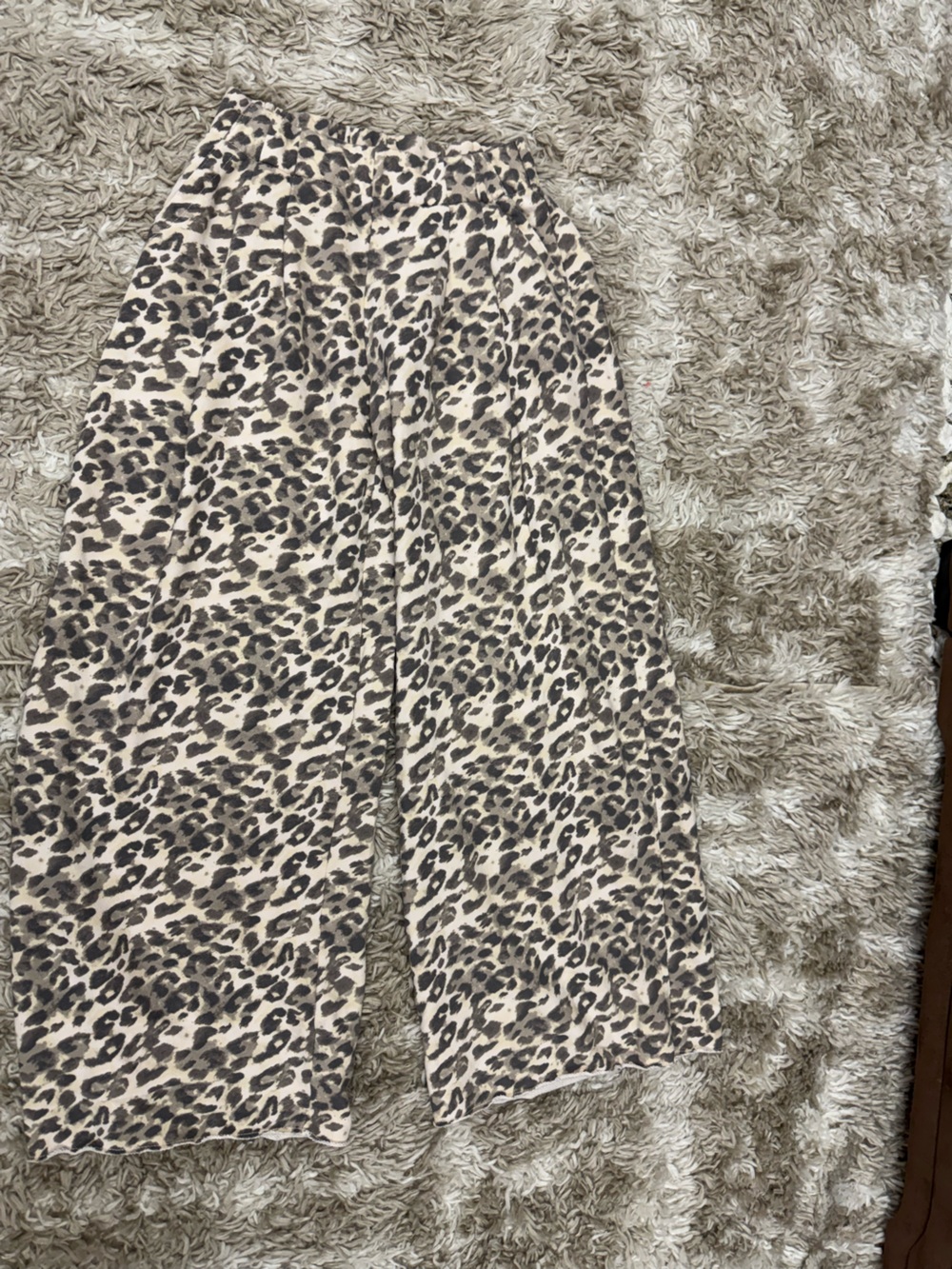 Aerie Leopard Print Wide-Leg Pants in Beige/Black xs